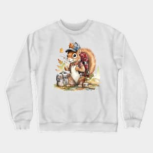 Watercolor Adventure Squirrel #4 Crewneck Sweatshirt